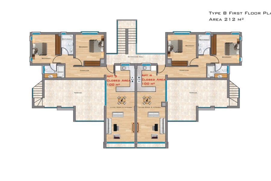 2-х комнатные апартаменты класса люкс с террасой